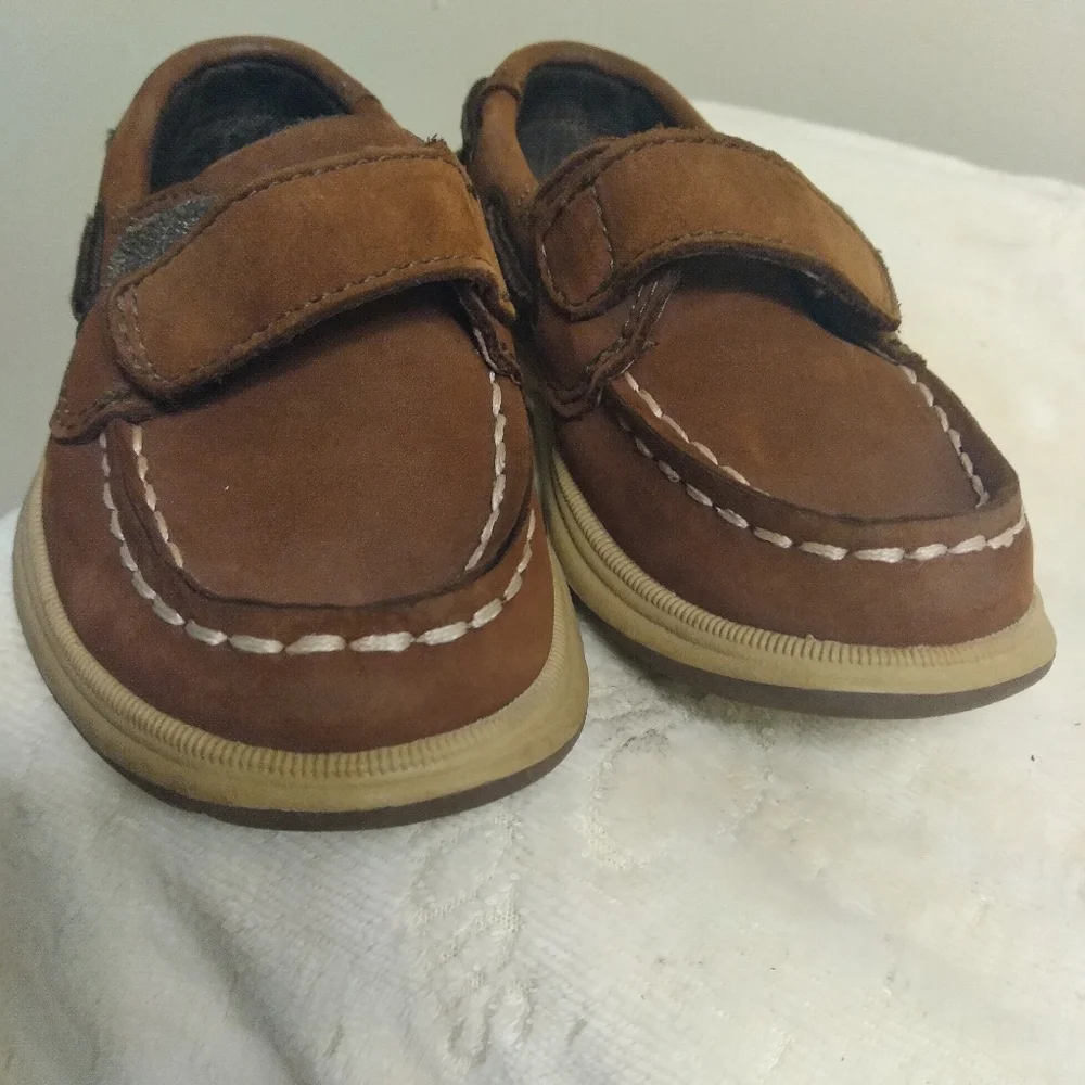 Brown Kids SPERRY Shoes with Velcro Strap TODDLER Size 7 M, 4.5 INCHES INSIDE